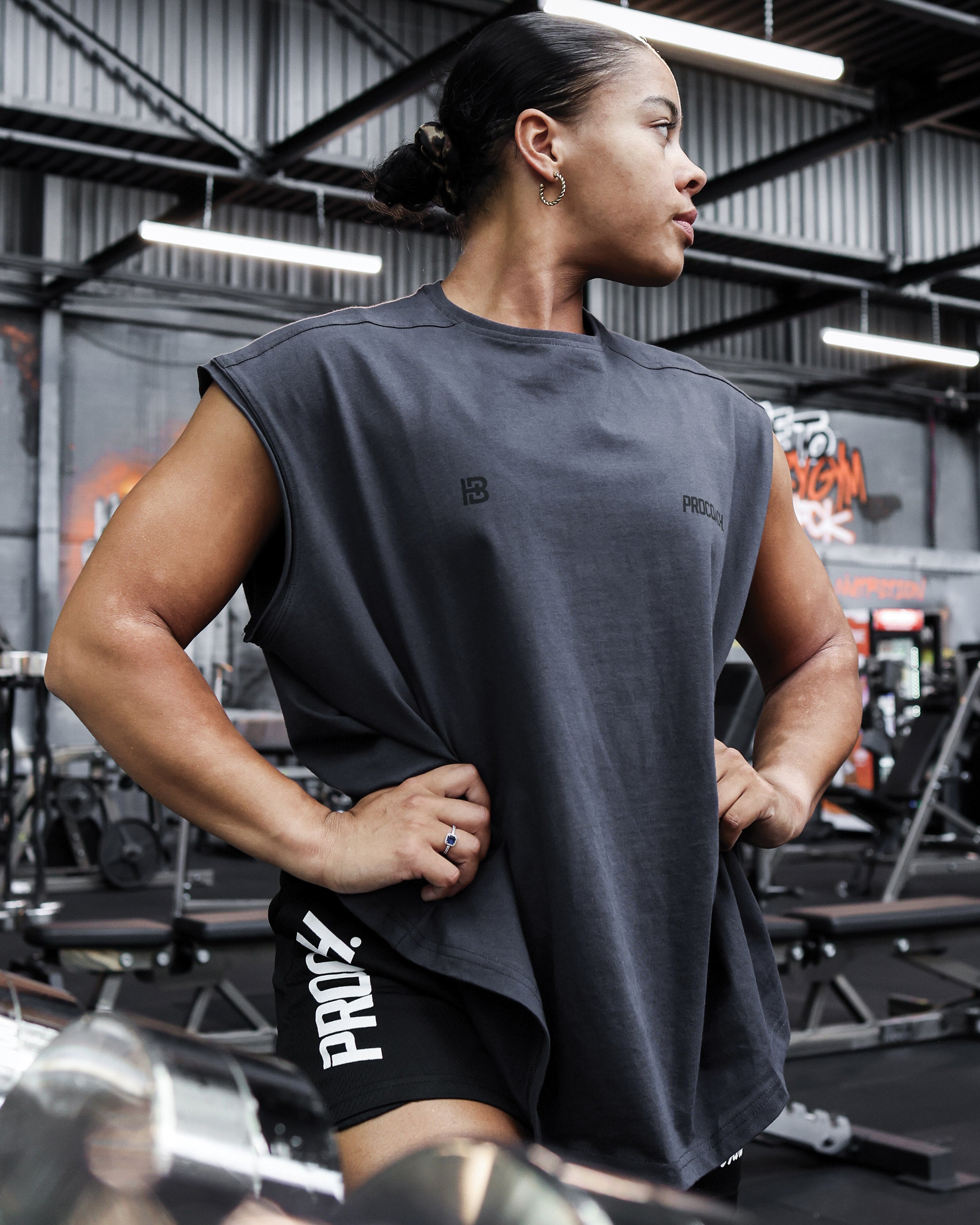 Procoach Unleash Cut Off Tank Shadow Grey